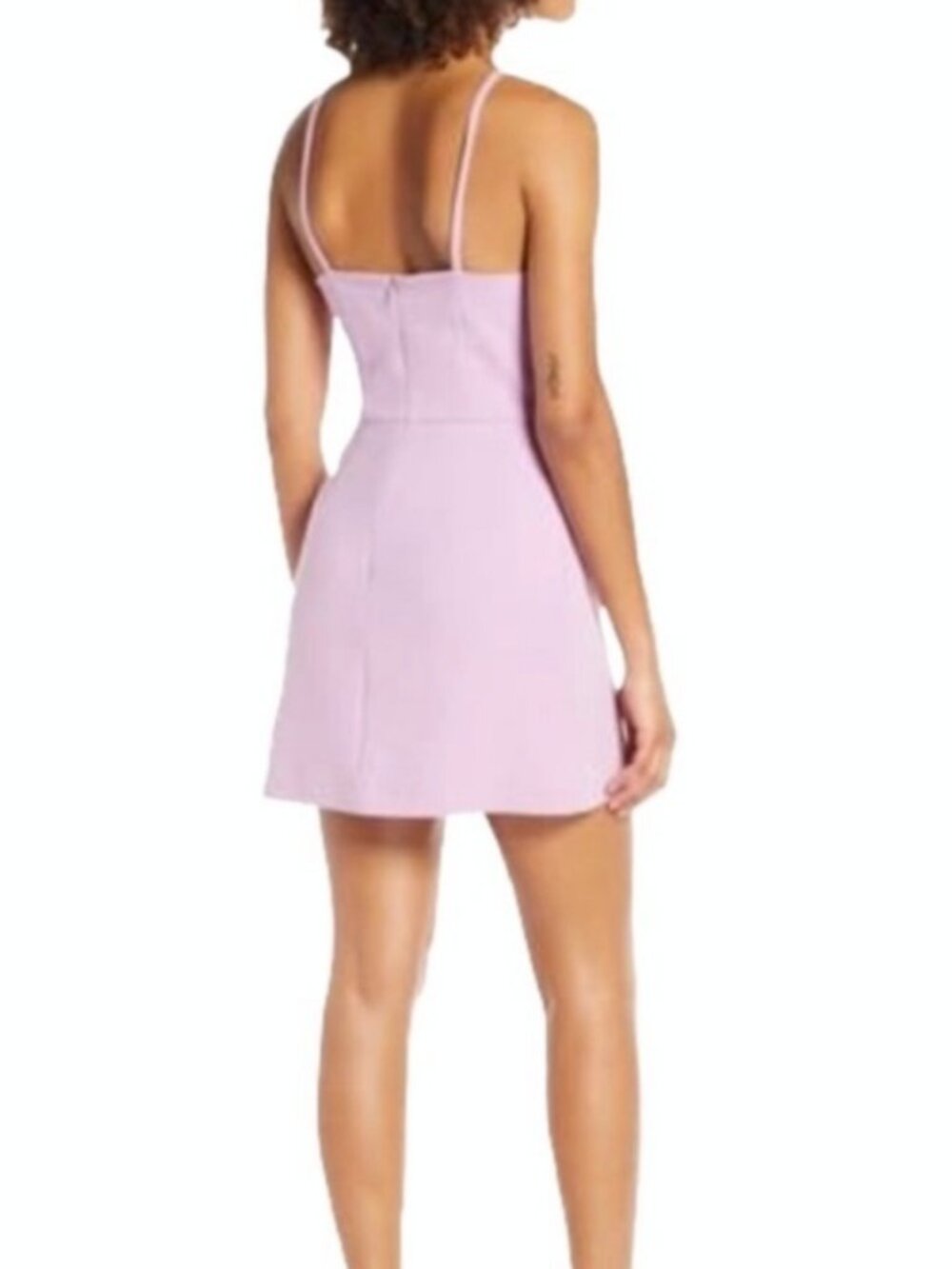 French Connection: Whisper Lilac Pink Spaghetti Strap Sheath Mini Dress - Picture 2 of 14